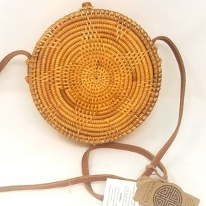 Straw Handbag Artisan NEW Leather Strap Shoulder Bag Crossbody.
